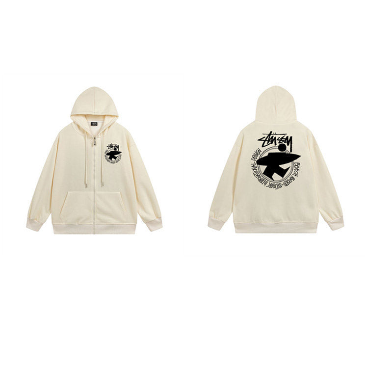 Stussy Hoodie Zip-Up Cardigan Fleece Hooded Sweater
