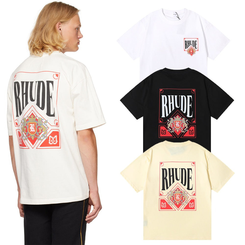 Rhude T-shirt Micro Label Letter Card Print Short Sleeve T-shirt