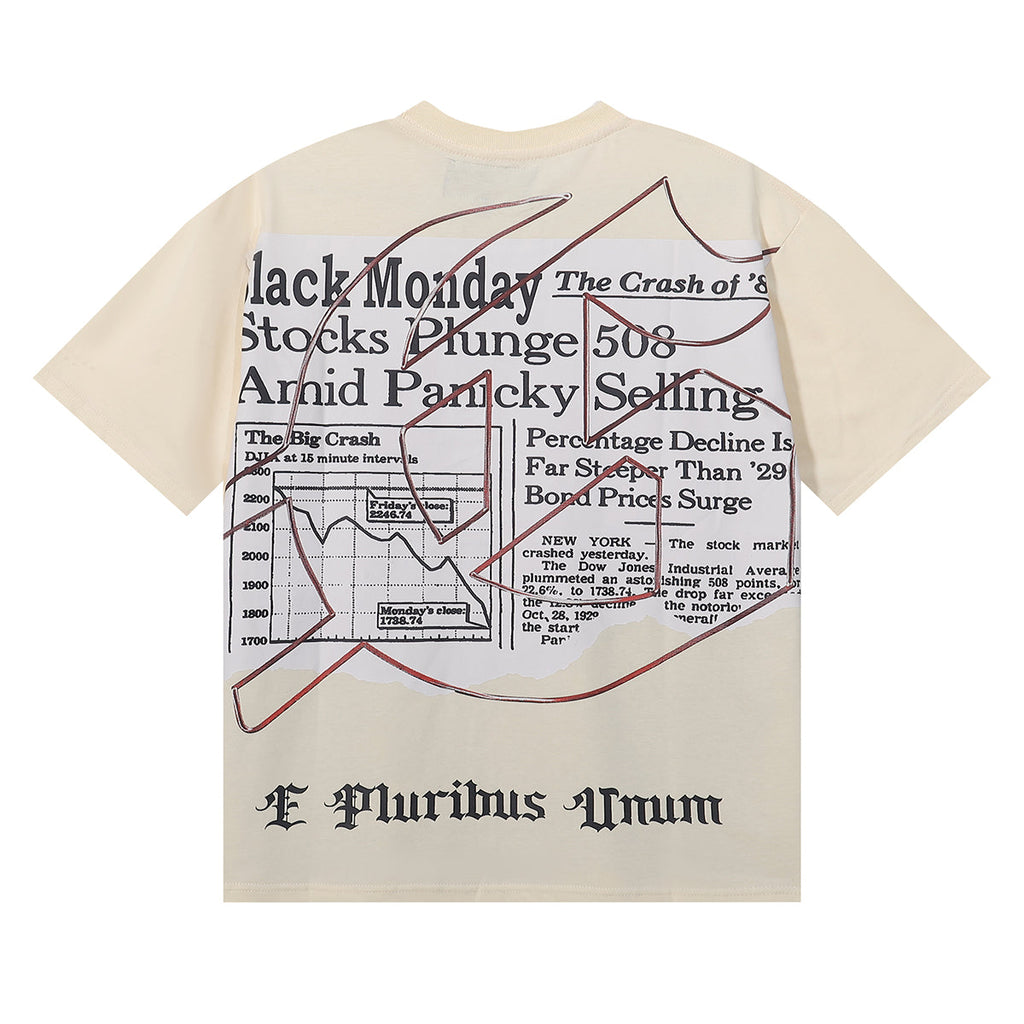 Godspeed T-shirts Newspaper Skull Printing Cotton Casual Short Sleeves Men and Women