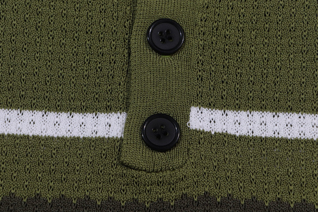AMIRI Striped Pointelle-Knit Polo Shirt