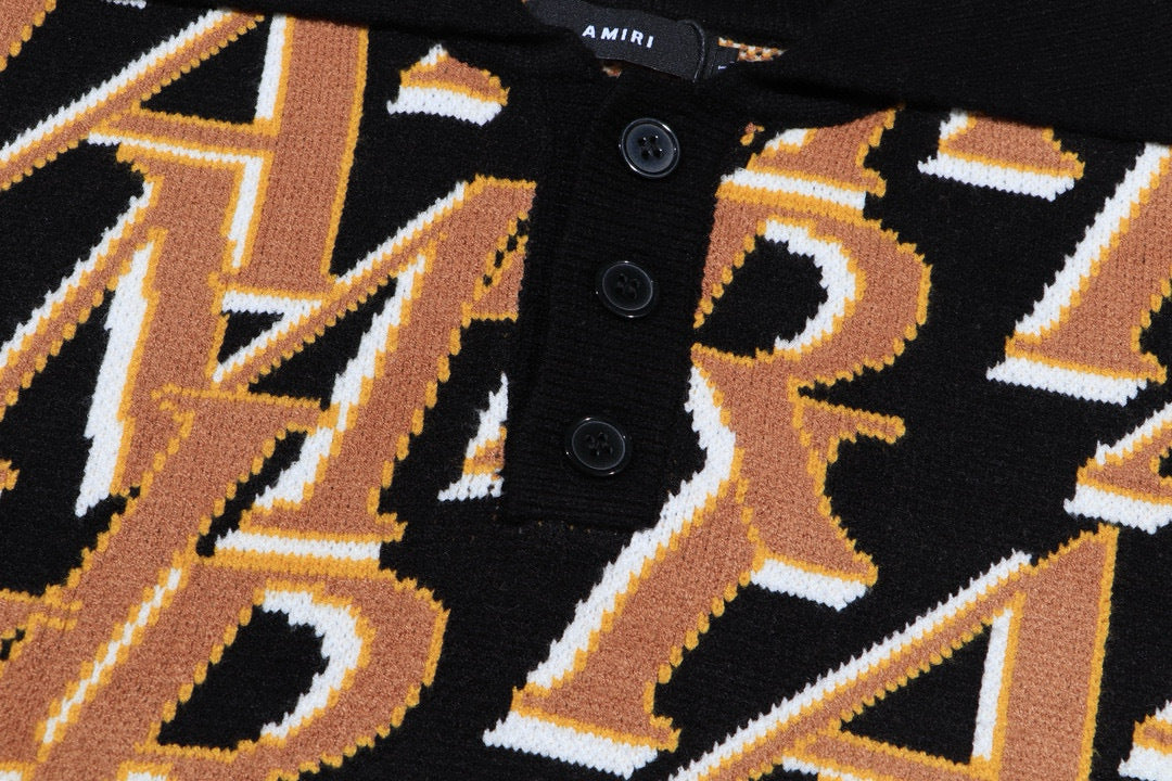 AMIRI Repeat intarsia-knit polo shirt
