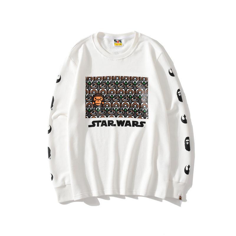 Bathing Ape Sweatshirts Spring and Autumn Cartoon Print Men's and Women's Ball Battle Pullover Sweater