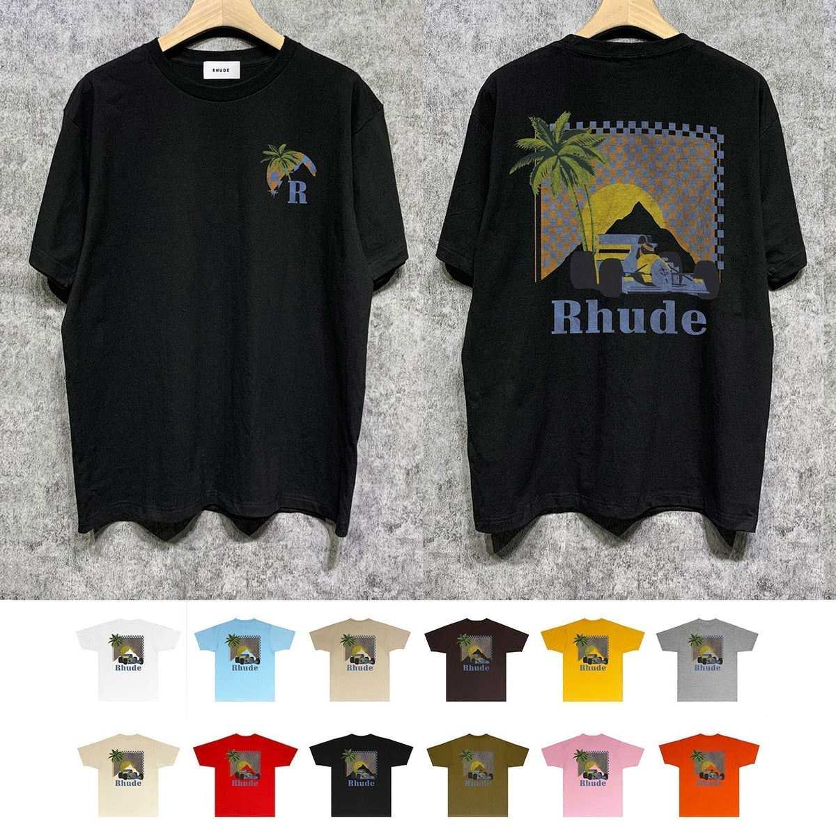 Rhude T-shirts Printed Trendy Pure Cotton