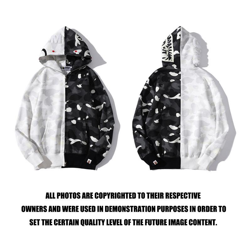 Bathing Ape Jacket Shark Head Black and White Luminous Coat