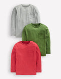 3-pack Long Sleeve T-shirt-Grey Red Multi Pack