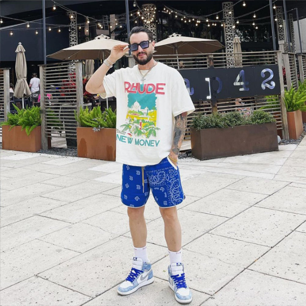 Rhude T-shirt Castle Coconut Letter Print Short Sleeve T-shirt