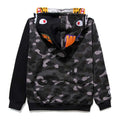Bathing Ape Tiger Head Shark Double Hood Sweater Camouflage Hoodie Thin Velvet Terry Hooded Sweater