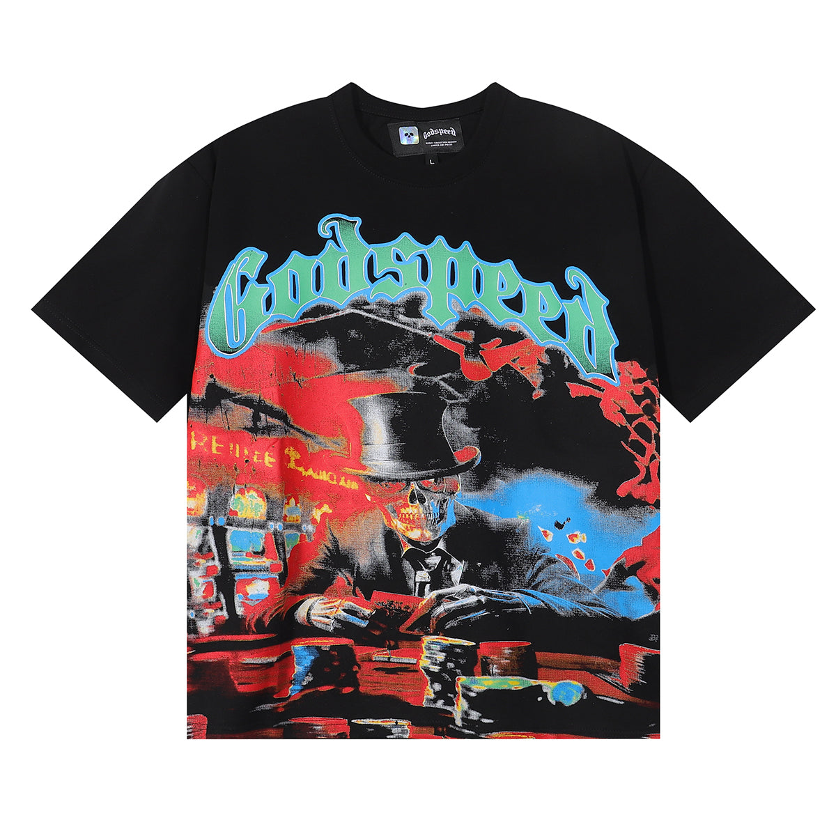 Godspeed T-shirts Play Card Magician Printing Cotton Casual Crew Neck Short Sleeve Men and Women