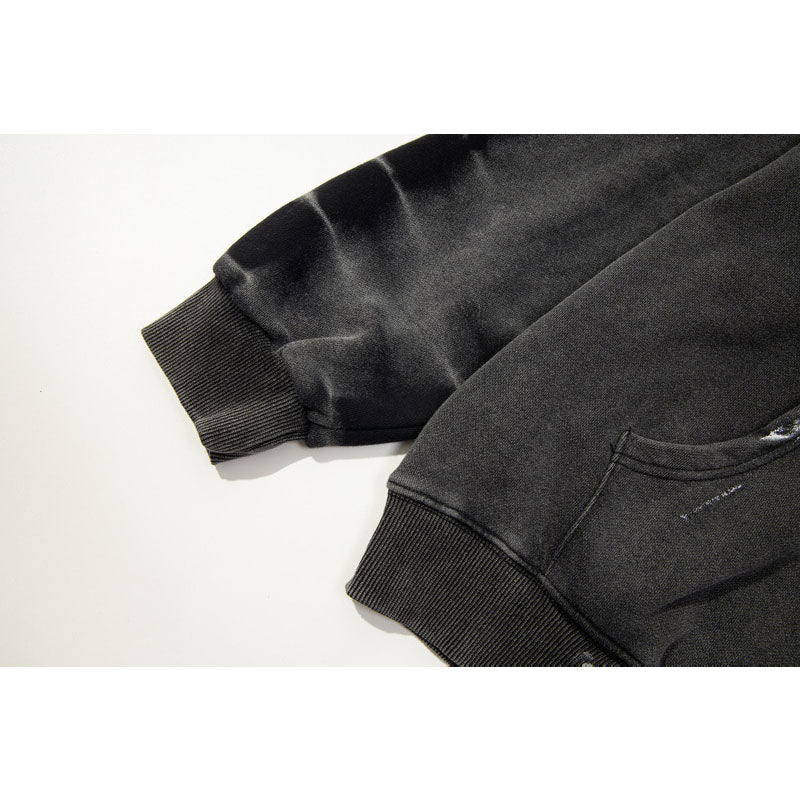 Gallery Dept Hoodie Embroidery Letter Splash Ink Wash Hooded Sweater Cardigan Jacket