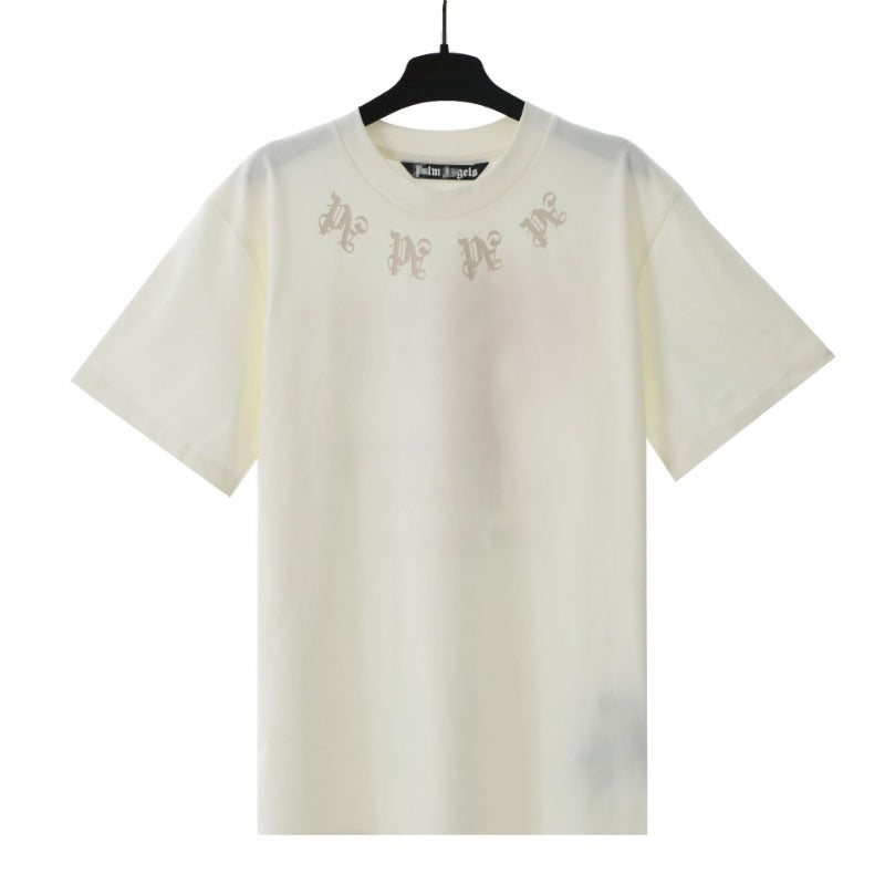 Palm Angels T-shirt Letter Painted Coconut Tree Print Short Sleeve T-shirt