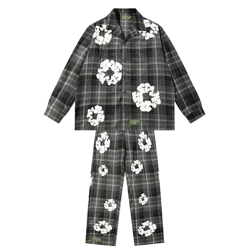 Denim Tears Long-Sleeved Shirt & Suit Pants 2 Piece Set Kapok Plaid
