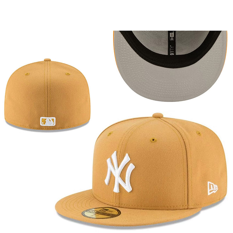 New York Yankees Camel Brown Fitted Hat with White Embroidered Logo