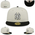 New York Yankees White and Black Fitted Hat with Embroidered Logo