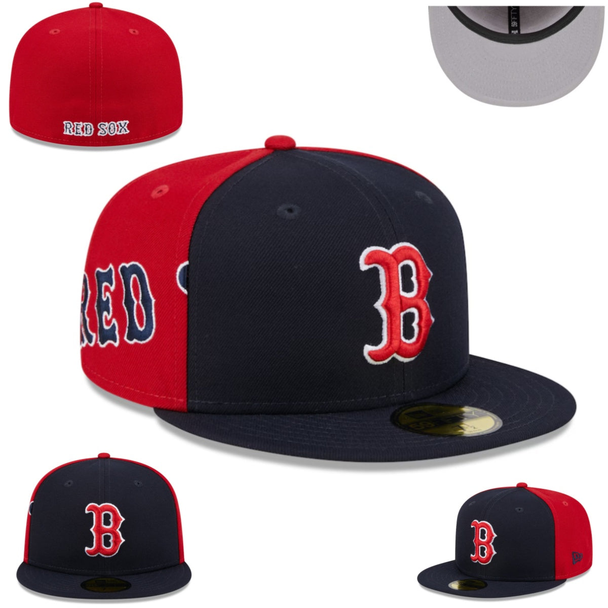 Boston Red Sox Two-Tone Fitted Cap with Bold Red and Navy Design