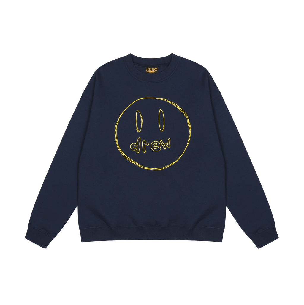 Drew House Sweatshirts Unisex Sketch Smiley Face Crew Neck Sweater