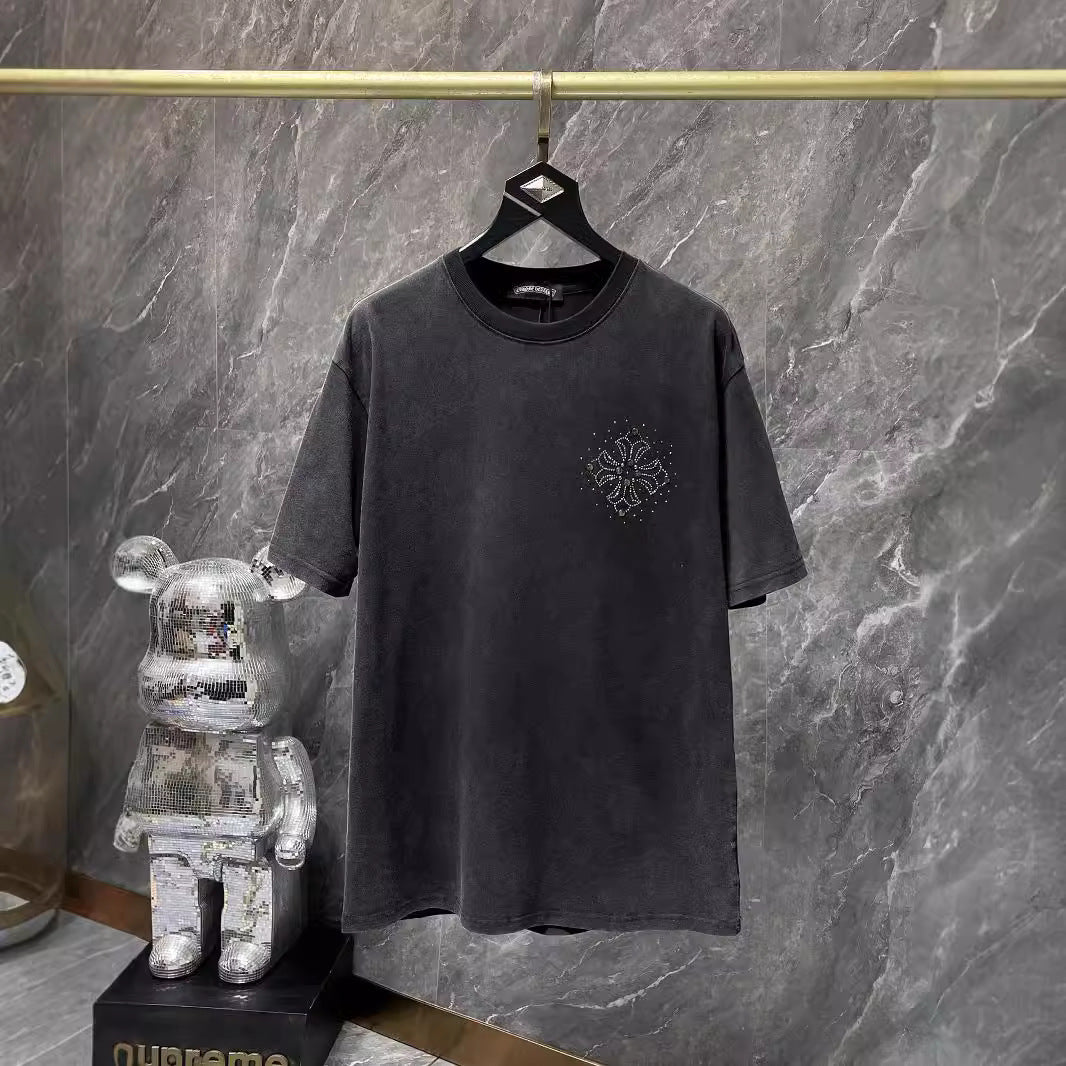 Chrome Heart T Shirts Croix Cross Color Leather Printed Short Sleeve T-Shirt