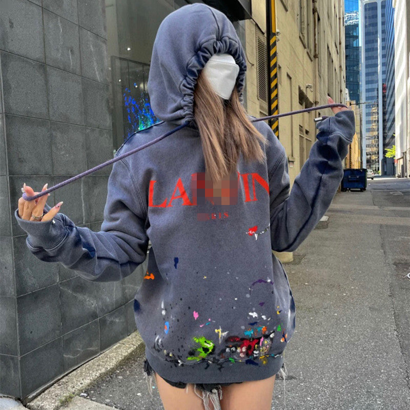 Gallery Dept Hoodie Hand Painted Graffiti Washed Hooded Sweater