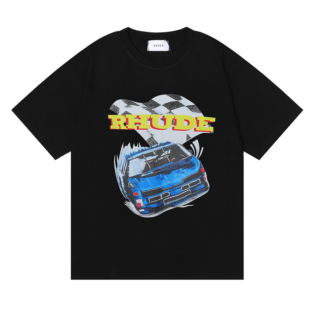 Rhude T-shirt Micro Label Alphabet Racing Print Short Sleeve T-shirt