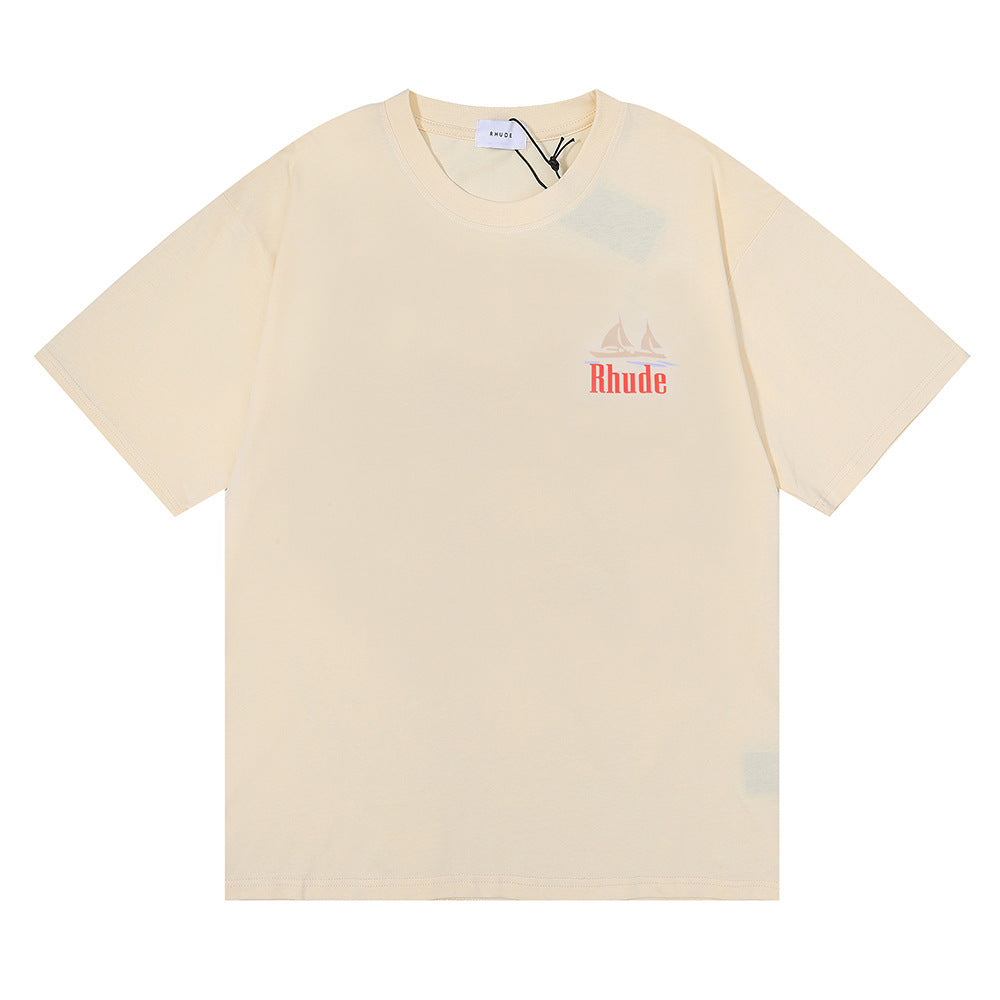 Rhude T-shirt Los Angeles RHUDE Sailing Letter Print Short Sleeve T-shirt
