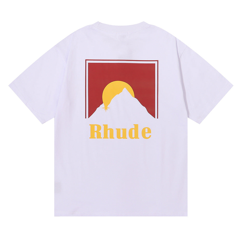 Rhude T-shirt Sunset Design Sense Printed Short Sleeve T-shirt