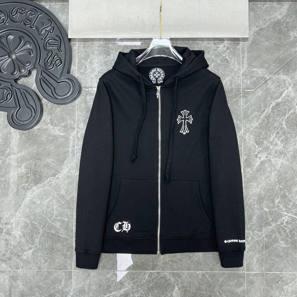 Chrome Heart Hoodie Overlap Phantom Cross Zip Sweater Couple