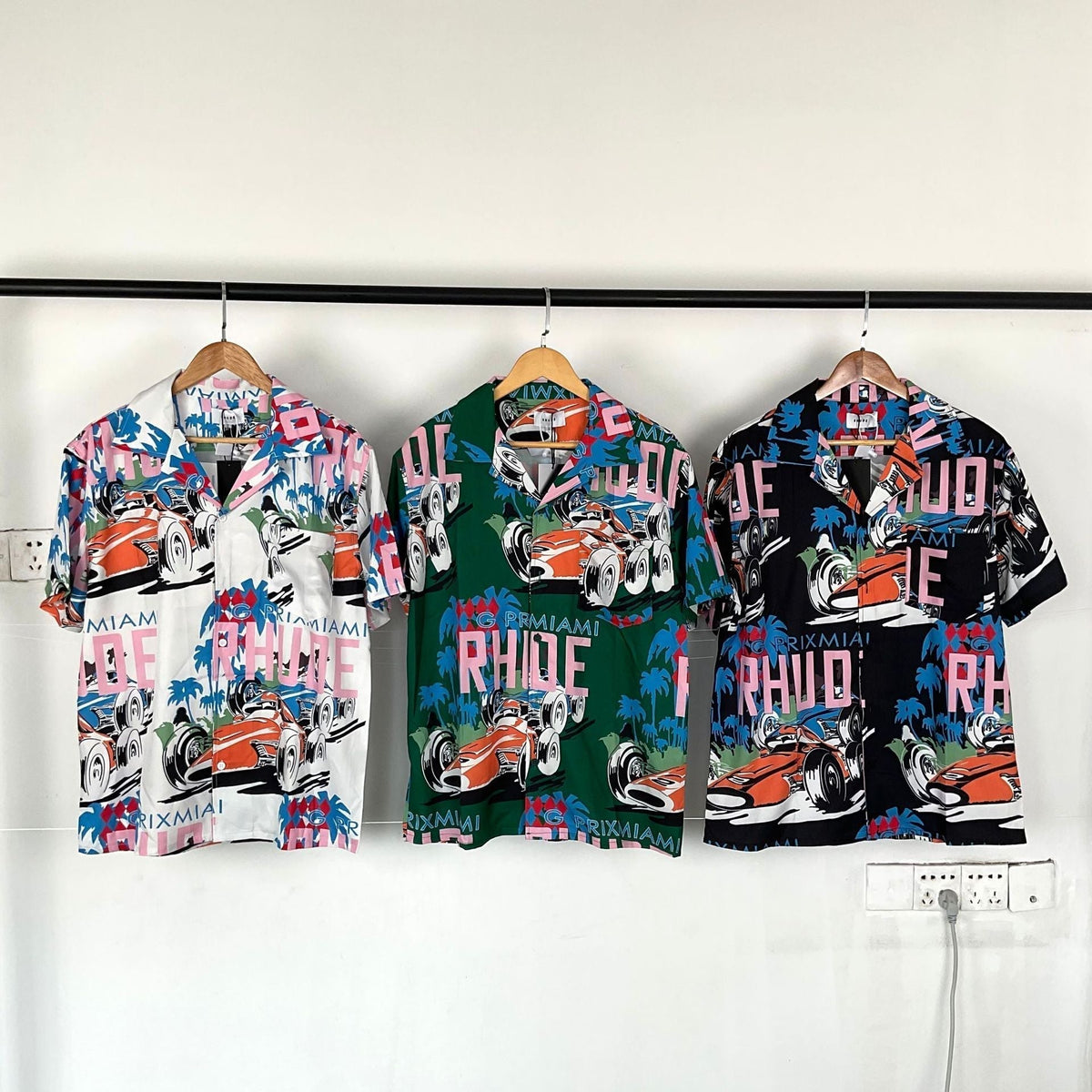 Rhude T-shirt Racing Letter Logo Casual Short Sleeve Shirt, Shorts