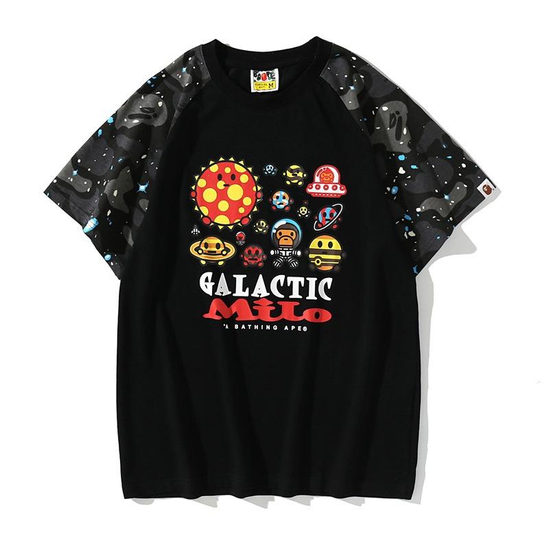 Bathing Ape T-Shirt Summer Luminous Starry Sky Cartoon Printed Short Sleeve T-shirt