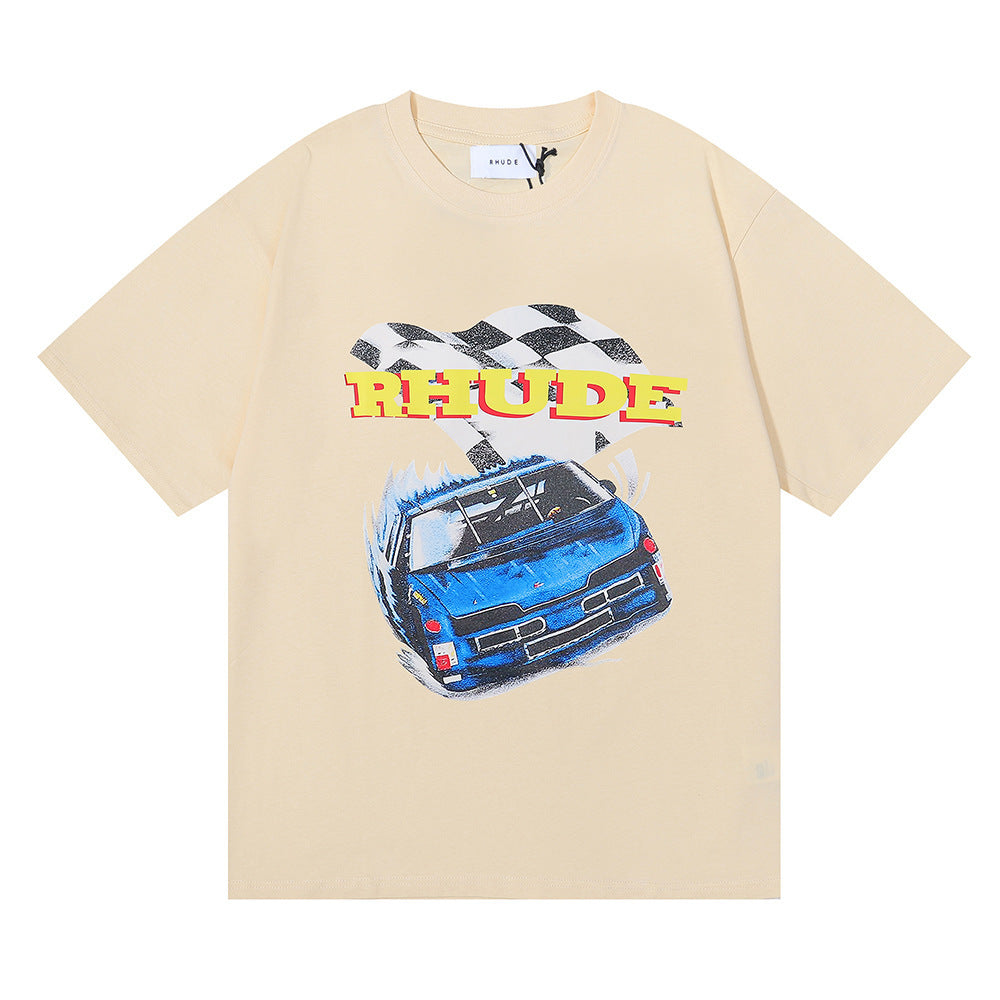 Rhude T-shirt Micro Label Alphabet Racing Print Short Sleeve T-shirt