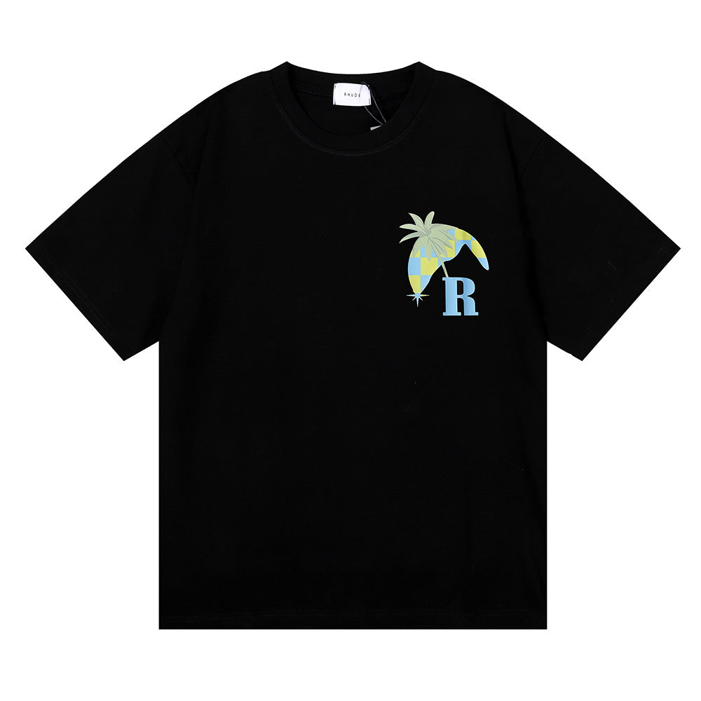 Rhude T-shirt Sunset Coconut Racing Printed Short Sleeve T-shirt