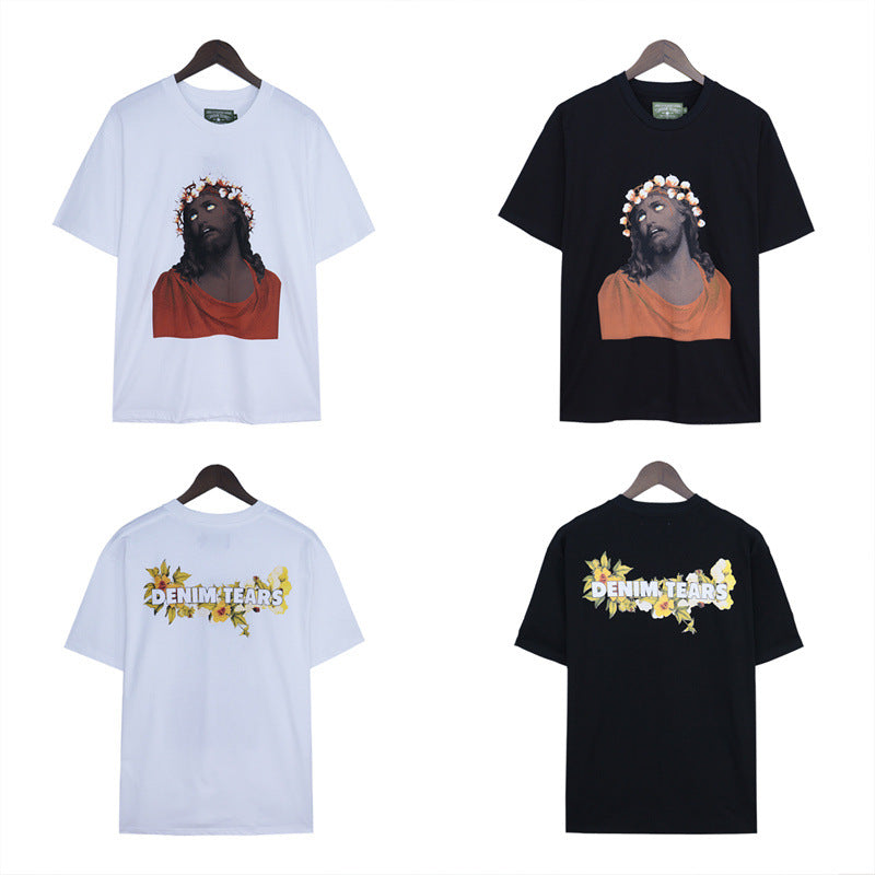 Denim Tears T-shirts Kapok Vintage Portrait Short Sleeve T-shirt