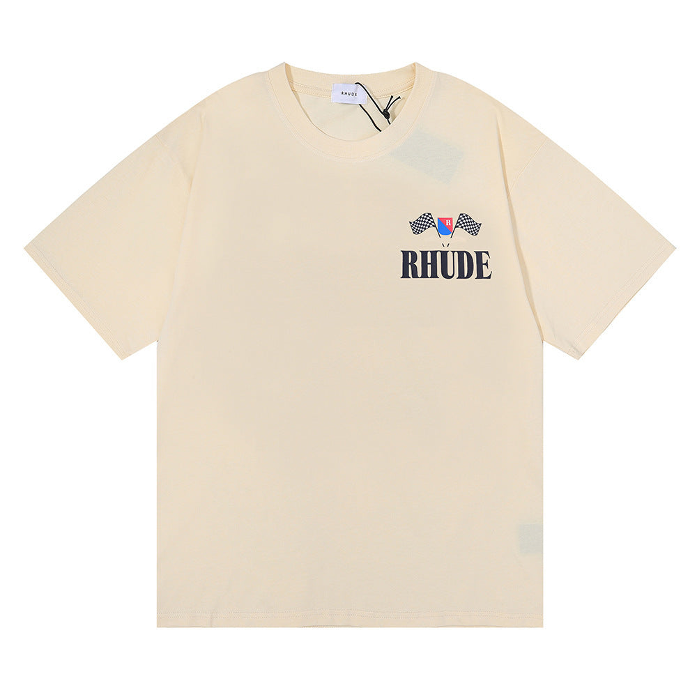 Rhude T-shirt Alphabet Flag Print Short Sleeve T-shirt
