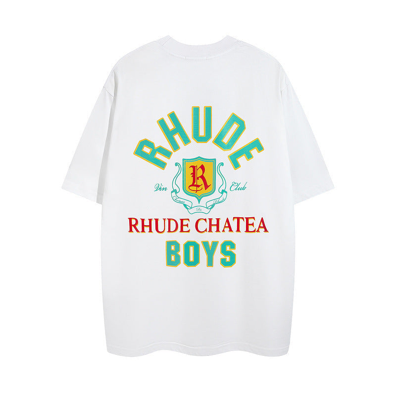 Rhude T-shirt Micro Label Letter Coconut Pattern Short Sleeve T-shirt
