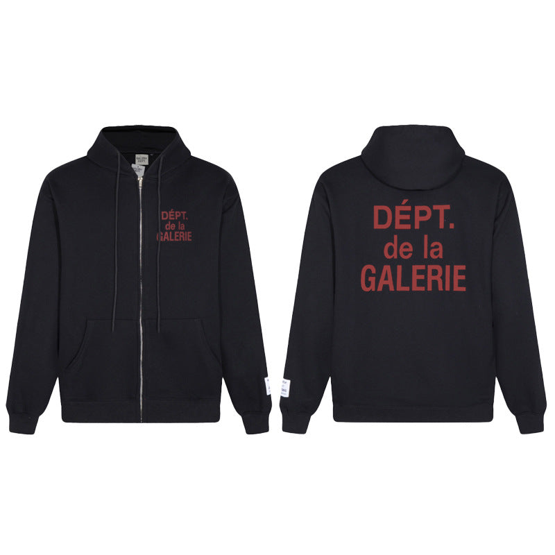 Gallery Dept Hoodie Alphabet Slogan Cardigan Hooded Sweater