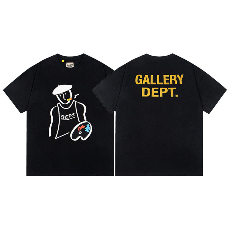Gallery Dept T-Shirt Letter Pattern Washed Old Short Sleeve T-Shirt