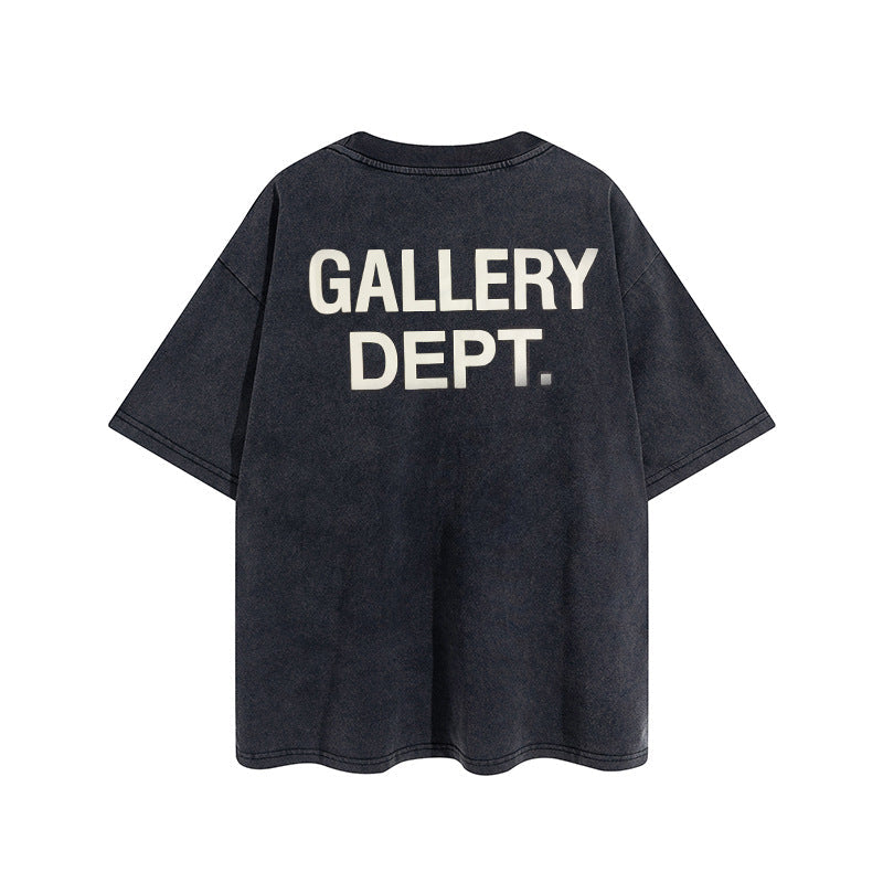Gallery Dept T Shirts Vintage Distressed Loose Wash Short Sleeve Gallery Dept Printed Men and Women Base Te