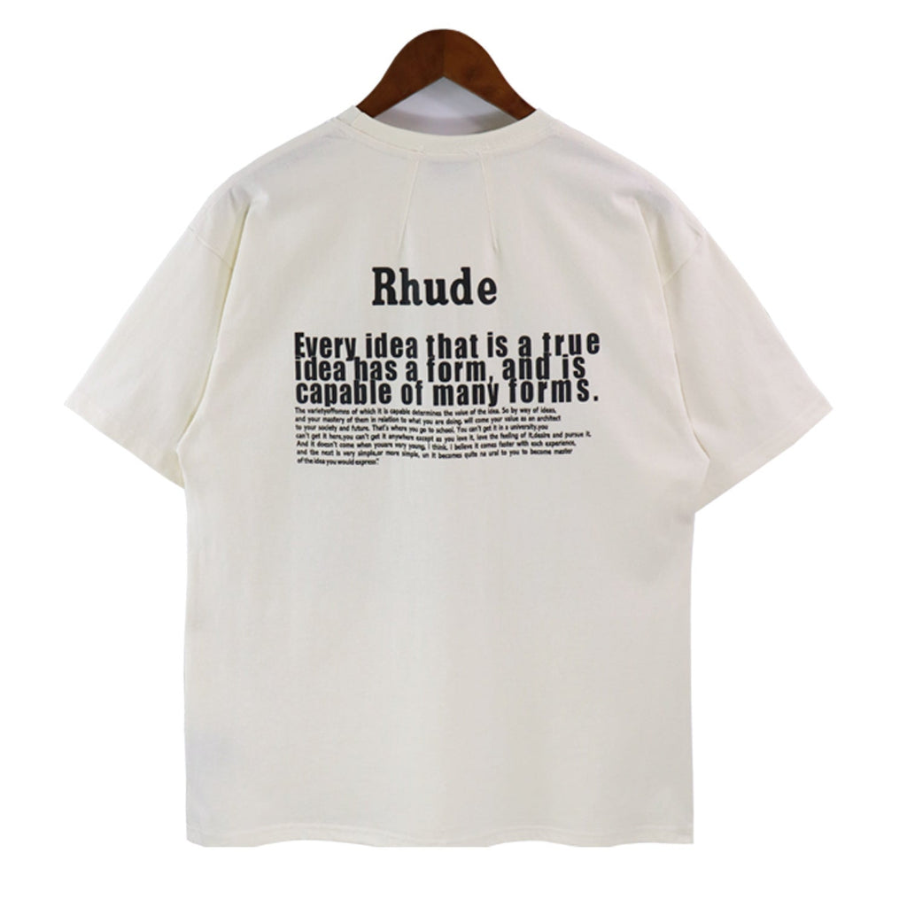 Rhude T-shirt Alphabet Slogan Printed Short Sleeve T-shirt