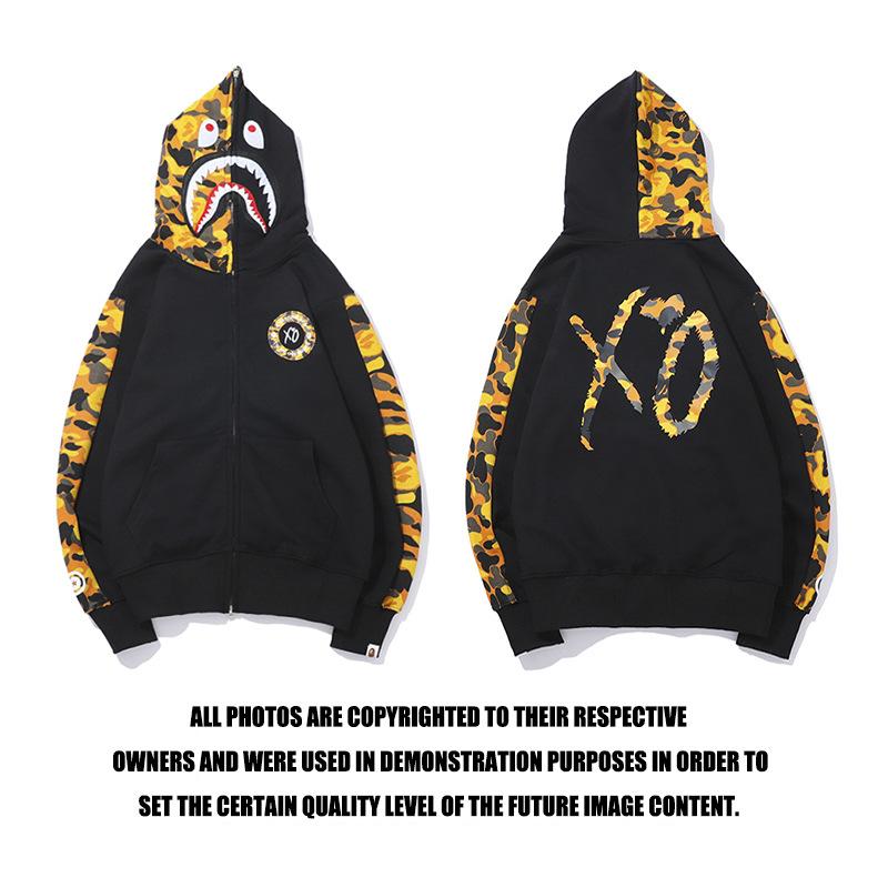 Bathing Ape Jacket Autumn and Winter Men's and Women's Casual XO Printed Thin Sweater Baggy Coat
