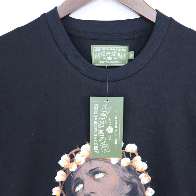 Denim Tears T-shirts Kapok Vintage Portrait Short Sleeve T-shirt