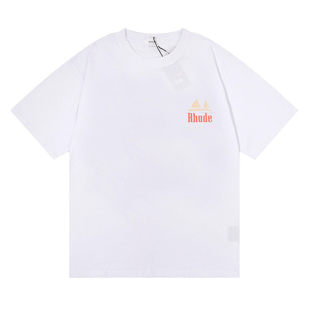 Rhude T-shirt Los Angeles RHUDE Sailing Letter Print Short Sleeve T-shirt