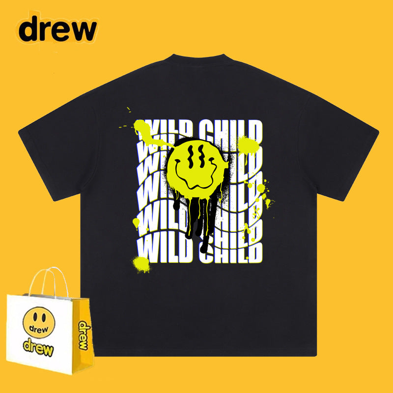Drew T-shirts Smiley Face Alphabet Graffiti Print