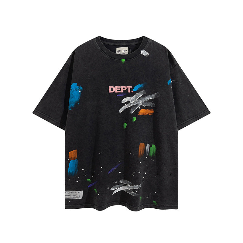 Gallery Dept T-shitrs Splash Ink Hip Hop Trend plus Size Short Sleeve