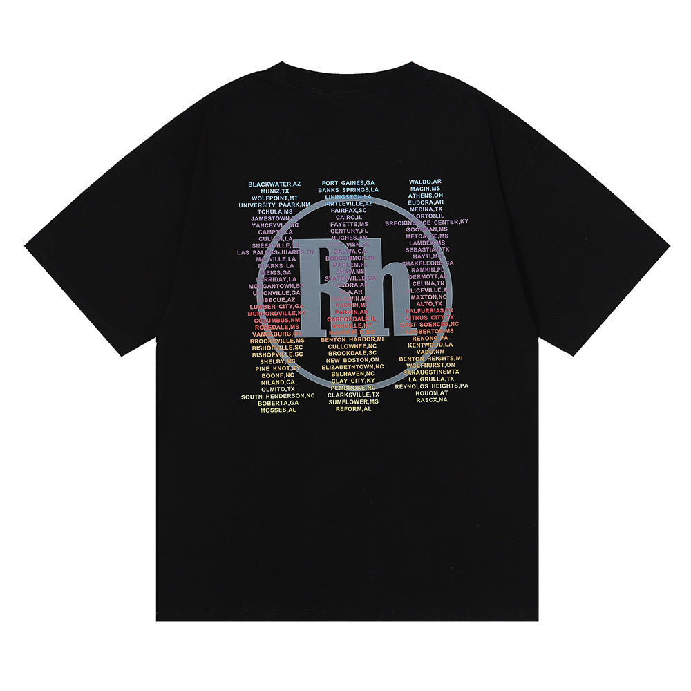 Rhude T-shirt Micro Label Alphabet Racing Print Short Sleeve T-shirt
