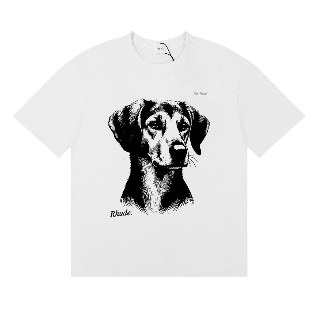 Rhude T-shirt Hound Letter Print Short Sleeve T-shirt