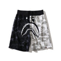 Bathing Ape Shorts Black and White Color Matching Cotton Terry Trendy Men's Shorts