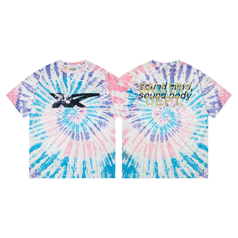 Gallery Dept T-Shirt Letter Pattern Washed Old Short Sleeve T-Shirt