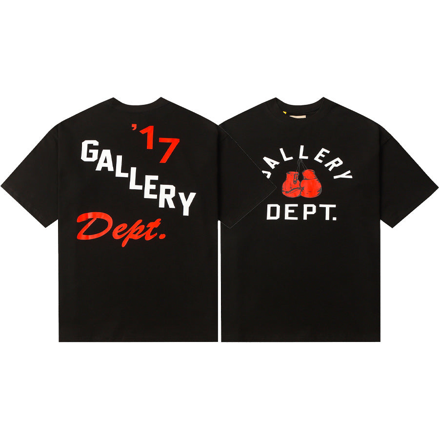 Gallery Dept T-Shirt Hand Painted Ink Splashing Alphabet Washed Retro Short Sleeve T-Shirt