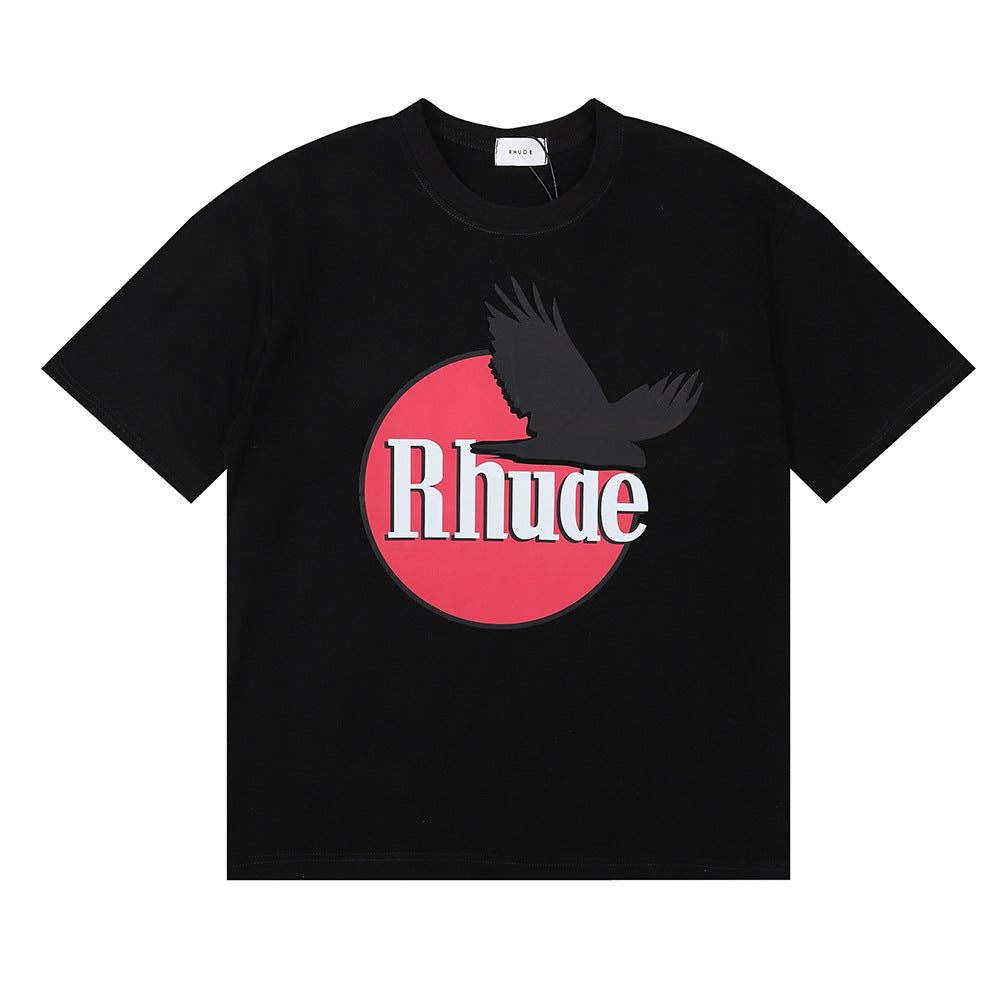 Rhude T-shirt Black Dove Letter Print Short Sleeve T-shirt