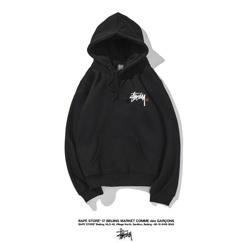 Stussy Hoodie Embroidered Fleece Fashion Hooded Sweater