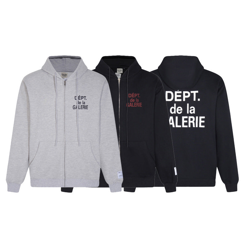 Gallery Dept Hoodie Alphabet Slogan Cardigan Hooded Sweater