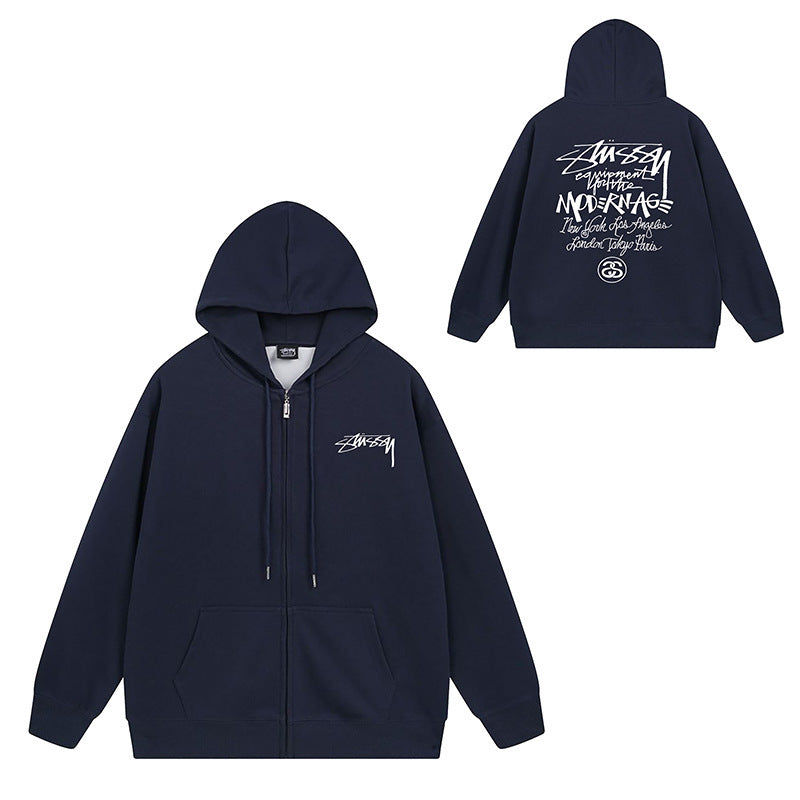 Stussy Hoodie Zip Cardigan Hooded Sweater